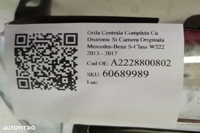 Grila Centrala Completa Cu Distronic Si Camera Originala Avariata Mercedes-Benz S-Class W222 2013 2 - 8