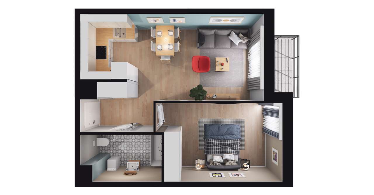 2-pokojowe mieszkanie 43m2 + balkon Bez Prowizji - Pełny obrazek: 2/8