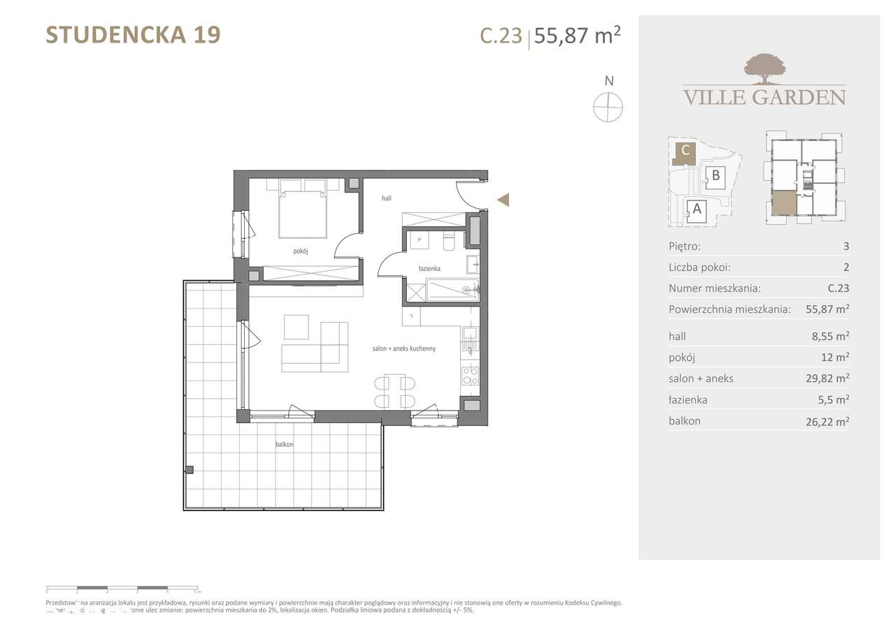 Ville Garden | mieszkanie 2-pok. | C.23 - Pełny obrazek: 3/10