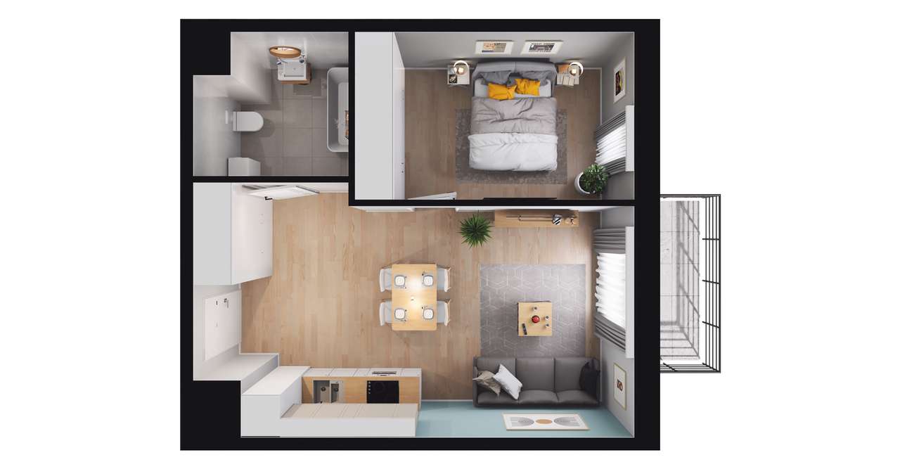 2-pokojowe mieszkanie 40m2 Bezpośrednio - Pełny obrazek: 2/8