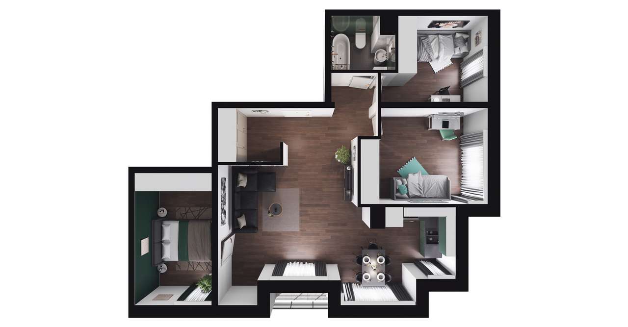 4-pokojowy apartament 71m2 + balkon - Pełny obrazek: 2/8