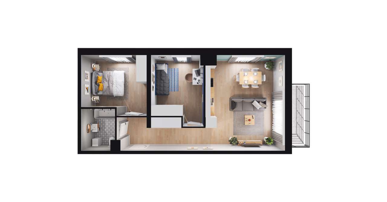 3-pokojowe mieszkanie 59m2 + balkon Bez Prowizji - Pełny obrazek: 2/8