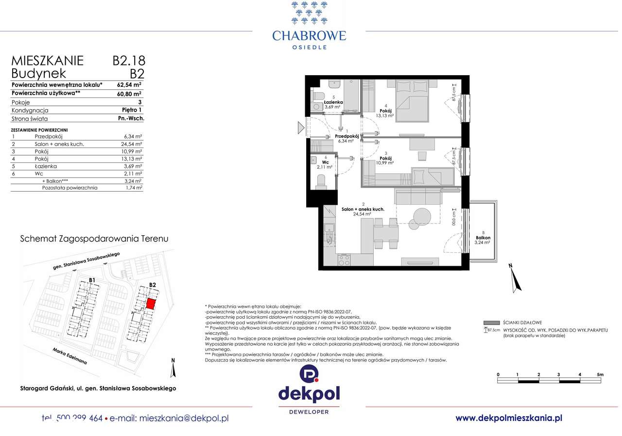 3-pokojowe mieszkanie 60m2 + balkon - Pełny obrazek: 2/7