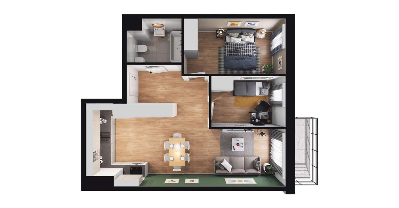 2-pokojowe mieszkanie 52m2 Bez Pośredników - Pełny obrazek: 2/8