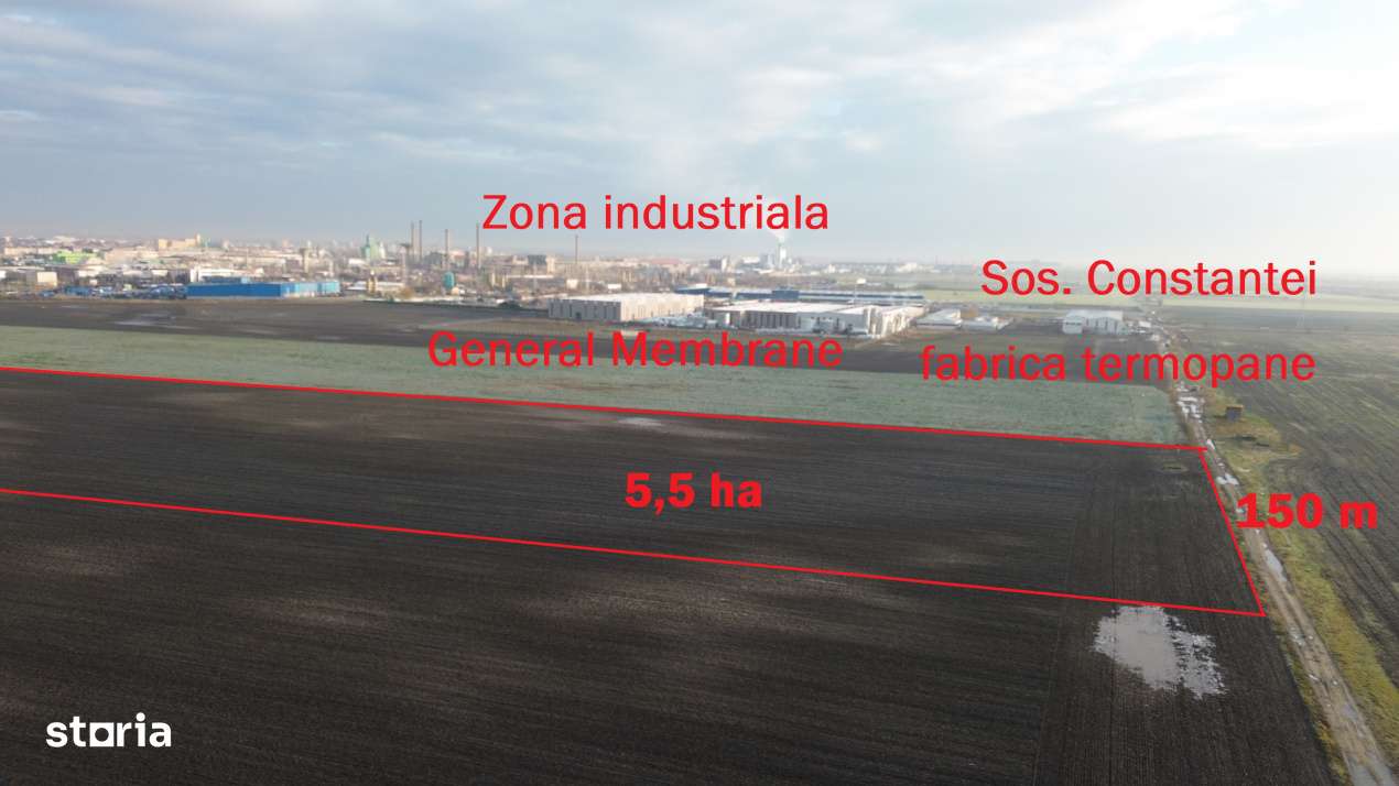Teren intravilan 5,5 ha industrial deschidere 150 ml soseaua Constante - Imagine principală: 2/4
