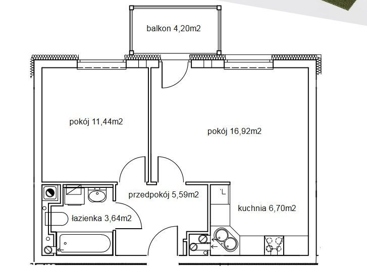 Mieszkanie osiedle Wimar 44,3m 2pokoje balkon 3p