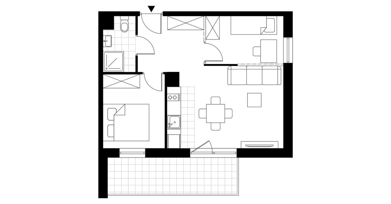 3-pokojowy apartament inwestycyjny 44m2 + balkon - Pełny obrazek: 3/8