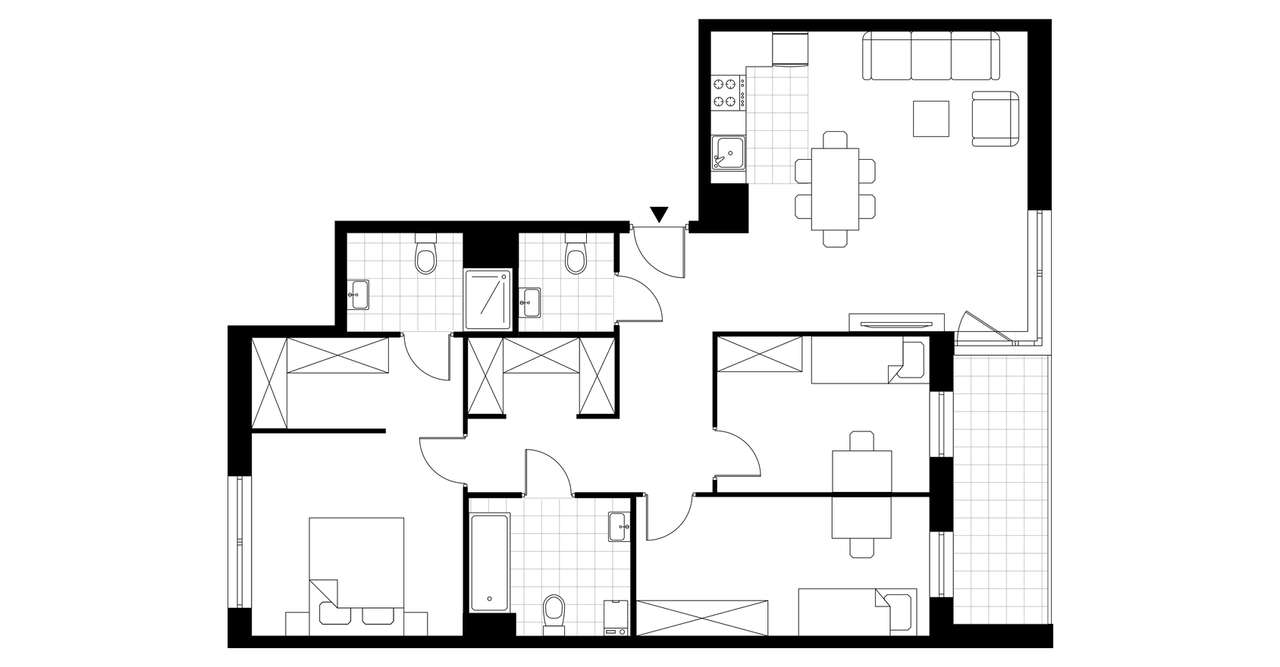 4-pokojowe mieszkanie 94m2 + loggia Bezpośrednio - Pełny obrazek: 3/8