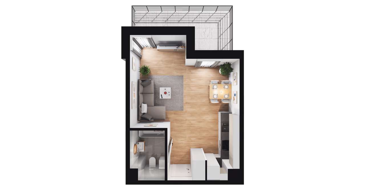 1-pokojowe mieszkanie 35m2 + balkon - Pełny obrazek: 2/8