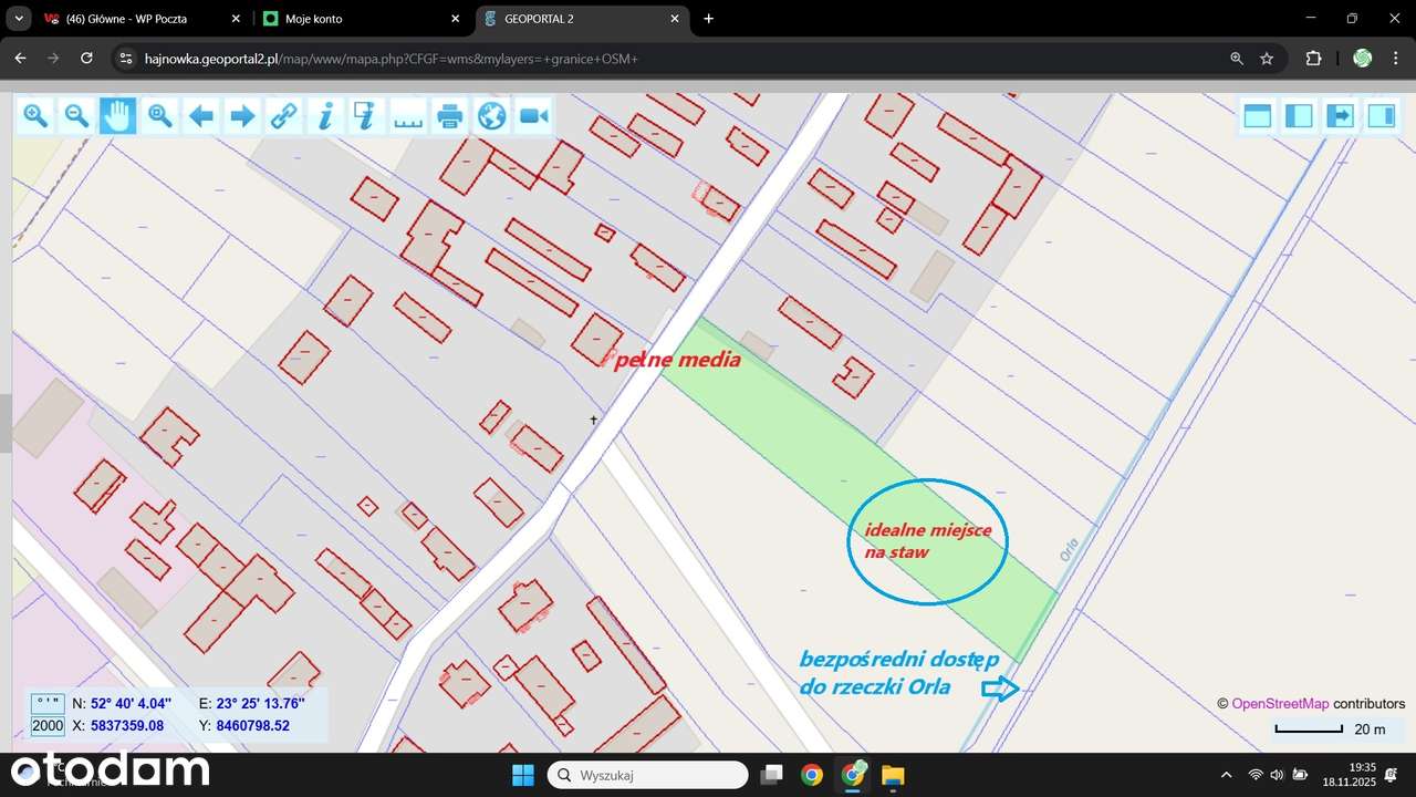 Działka z linią RZEKI Orla z WZ w Puszczy Białowieskiej, Pełne media-9