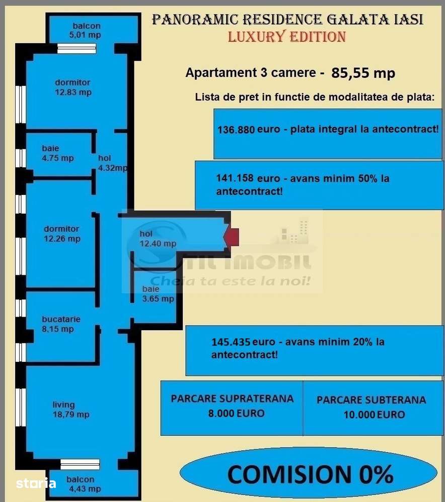 Apartament decomandat de vanzare in Iasi, Galata, 85,55 mp, bloc nou-1