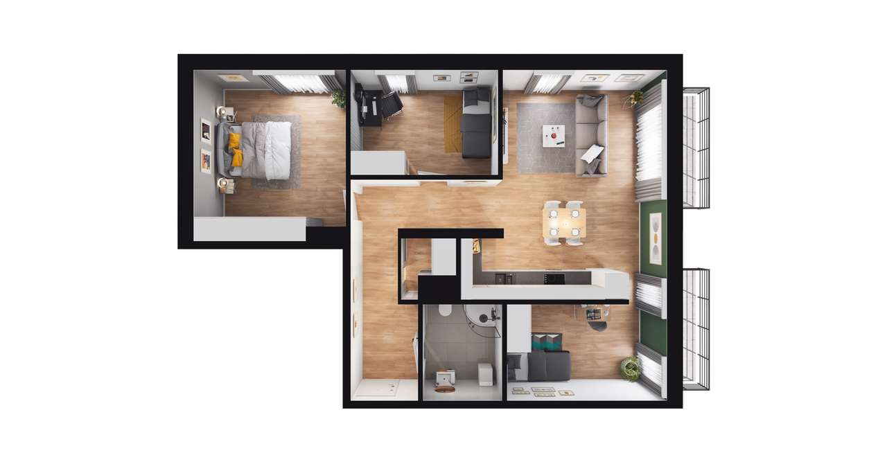 4-pokojowe mieszkanie 80m2 + 2 balkony - Pełny obrazek: 2/8