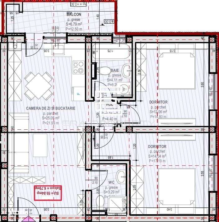 Apartament 3 camere 59.84 mp utili  | Șelimbăr – Zona Unirii-6