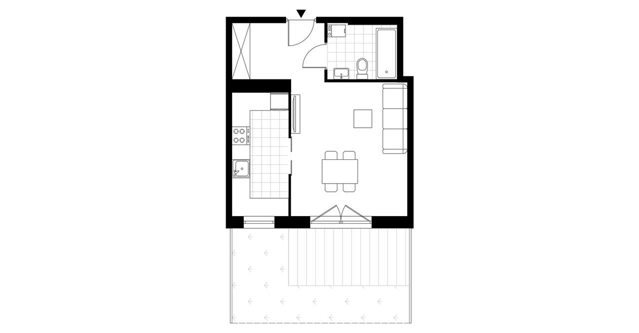 1-pokojowe mieszkanie 34m2 + 2 tarasy Bez Prowizji - Pełny obrazek: 3/8