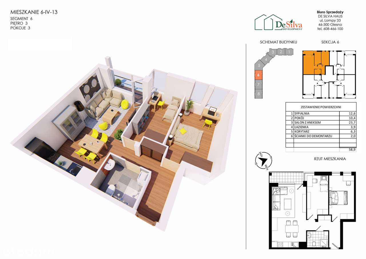 Mieszkanie 3 pokojowe z aneksem - nowy blok koło lasu blisko centrum - Pełny obrazek: 2/19
