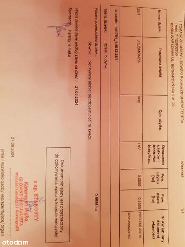 Dzialka lesna Jozefow k.Otwocka 0.5555 ha bez posrednikow - Pełny obrazek: 5/5