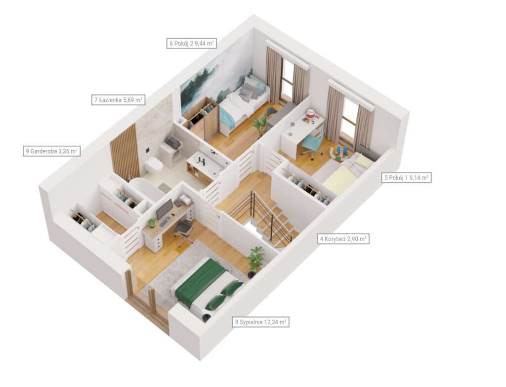 Nowoczesny dom z bardzo dużym ogrodem, Pompa ciepła, Rekuperacja - Pełny obrazek: 4/5