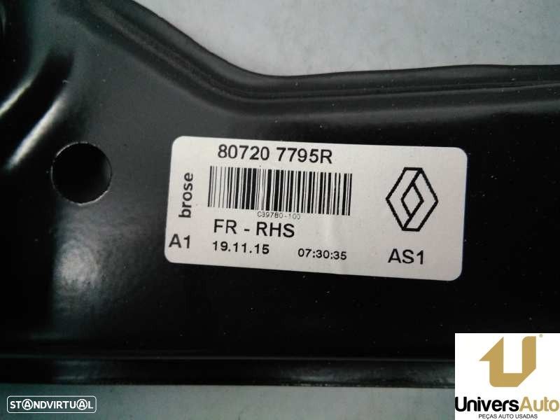 ELEVADOR DE VIDRO FRONTAL DIREITO RENAULT KADJAR 2015 -807207795R - 1