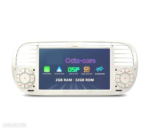 AUTO RÁDIO GPS ANDROID 12 PARA FIAT 500 07-15 BRANCO - 4