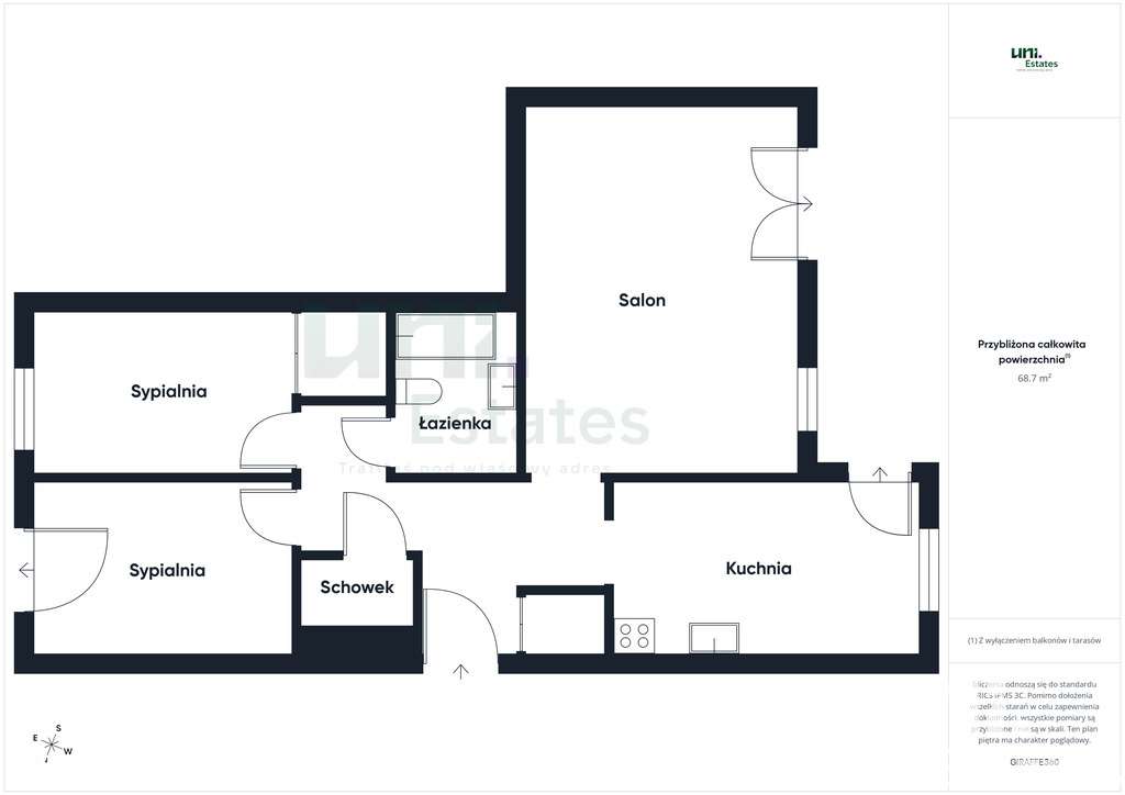 68.7m² l 3 POKOJE l 2 BALKONY l STRZEŻONE l OKAZJA - Pełny obrazek: 2/20
