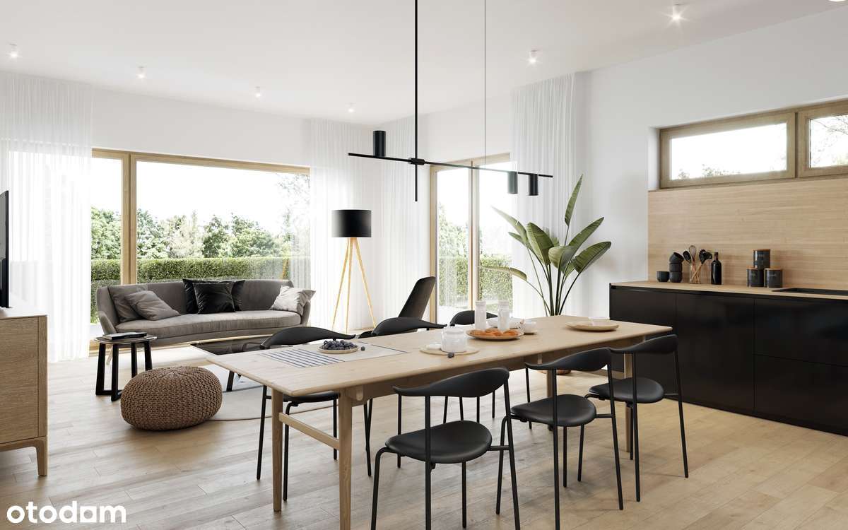 Dom 99m2, nowoczesna bryła, jezioro, Puszcza, ogród, taras na dachu-7