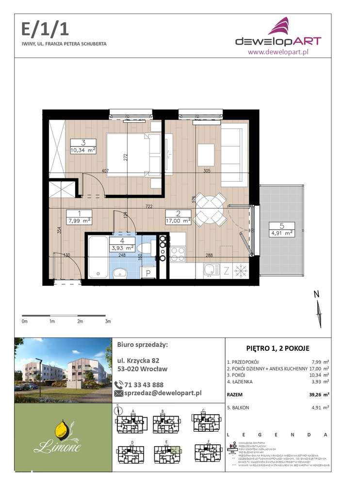2-pokojowe mieszkanie 39m2 + balkon - Pełny obrazek: 2/7