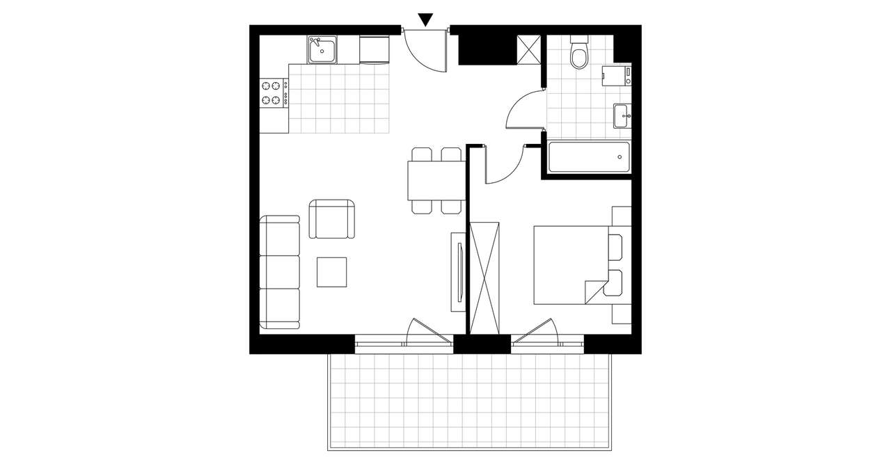 2-pokojowe mieszkanie 44m2 + balkon Bezpośrednio - Pełny obrazek: 3/8