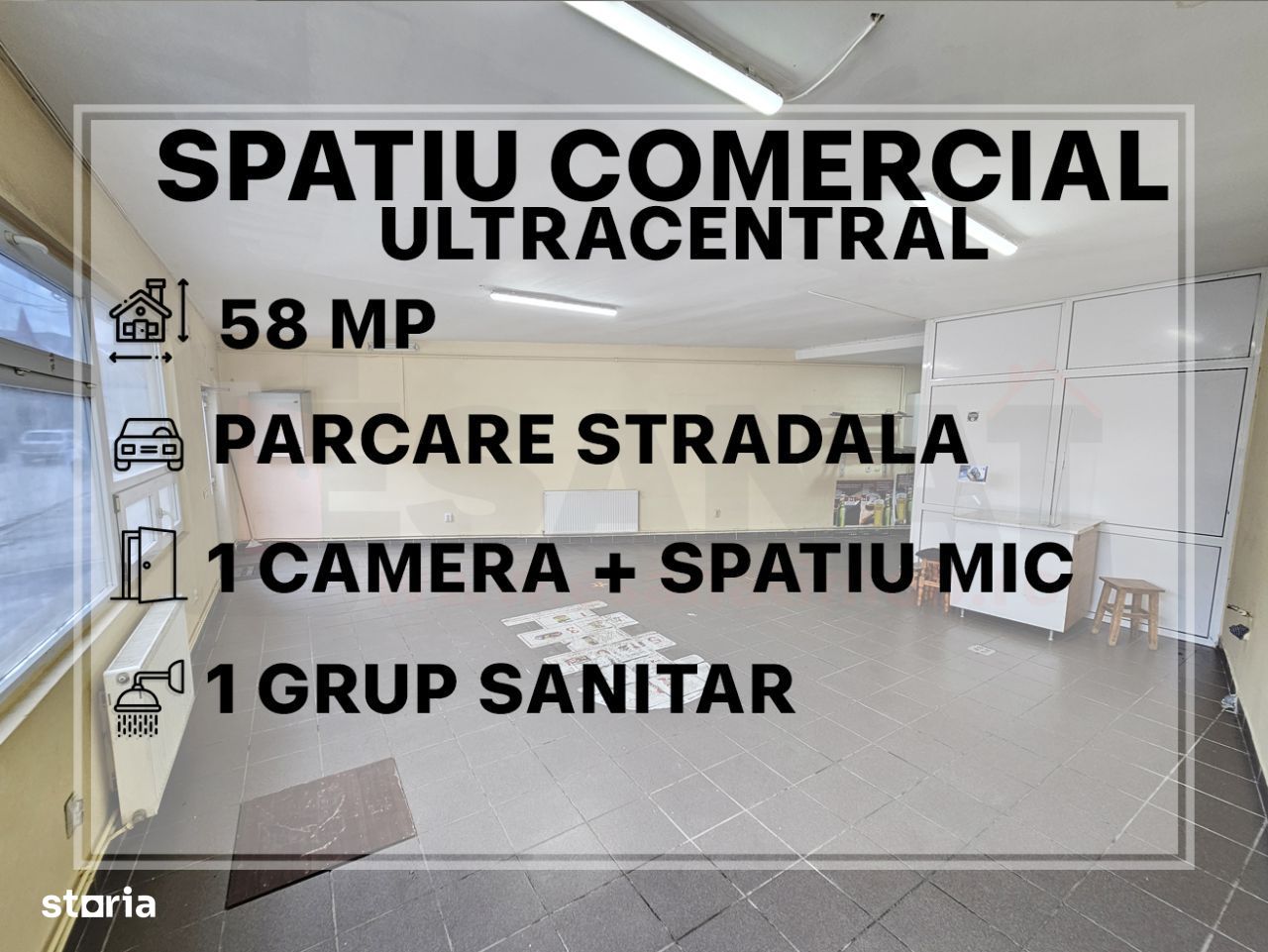 Spatiu Comercial Ultracentral, 58 mp, stradal, vitrina mare |VIDEO