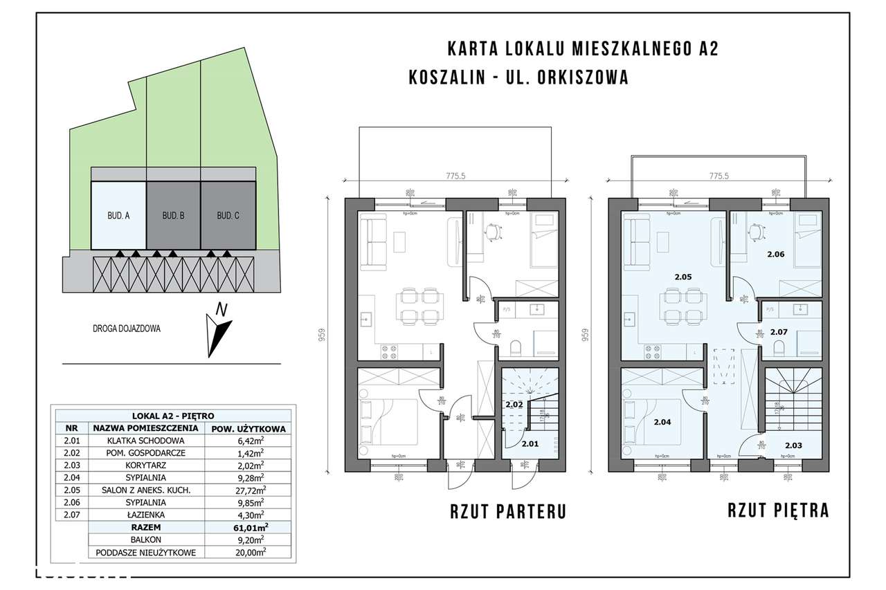 Koszalin, ul. Orkiszowa - mieszkanie 3 pokojowe-1