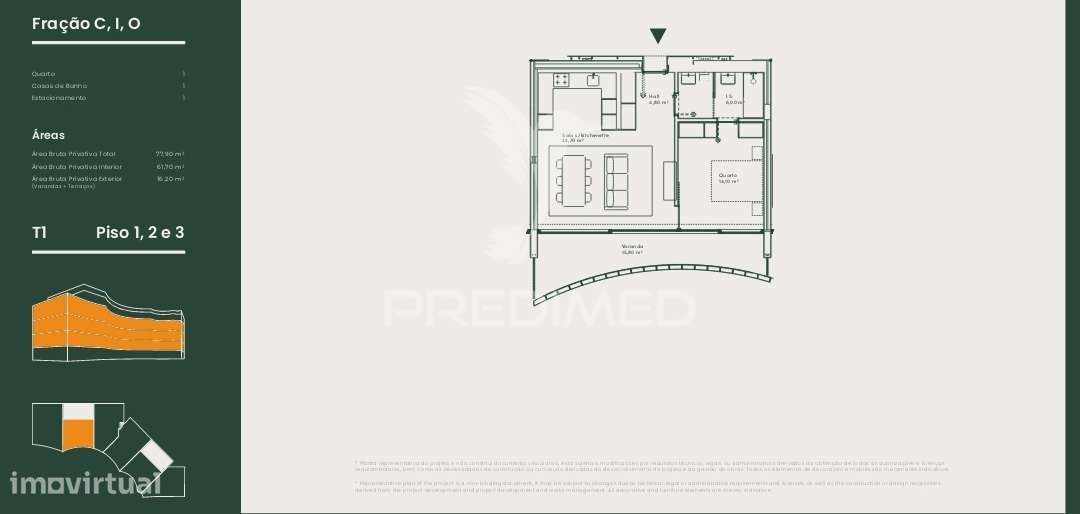 Apartamento T1 com varanda e parqueamento coberto - Grande imagem: 5/14
