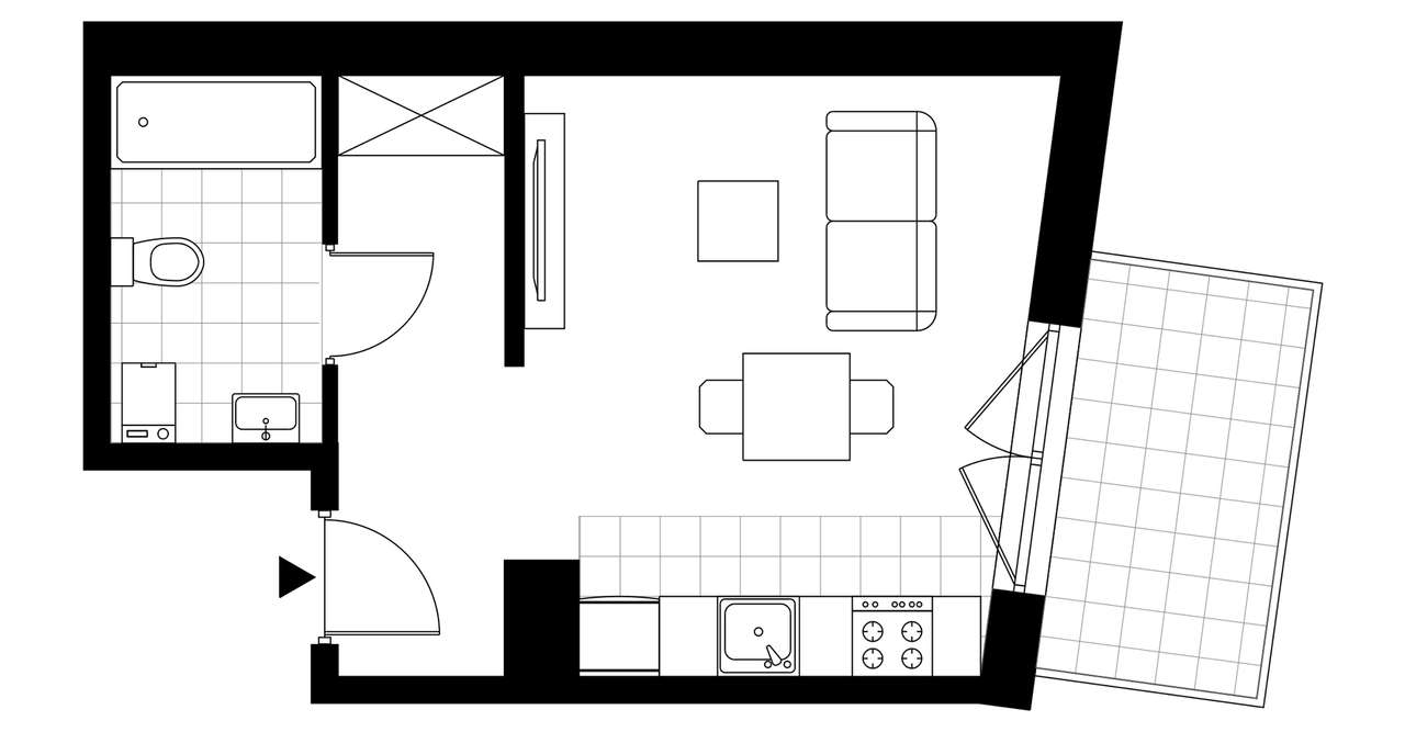 1-pokojowe mieszkanie 28m2 + balkon Bezpośrednio - Pełny obrazek: 3/8