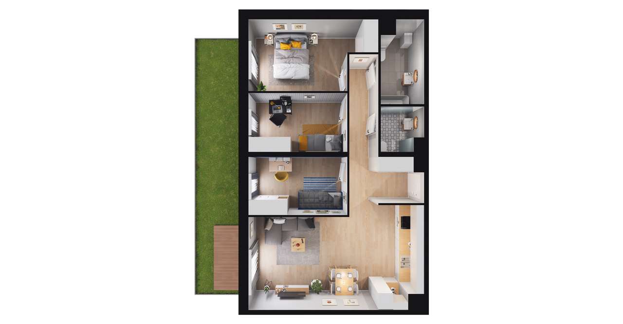 4-pokojowe mieszkanie 76m2 + ogródek Bezpośrednio - Pełny obrazek: 2/8