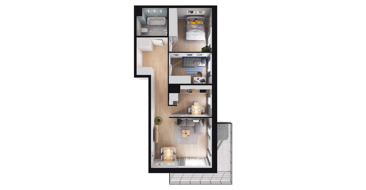 3-pokojowe mieszkanie 58m2 + balkon Bez Prowizji - Pełny obrazek: 2/8