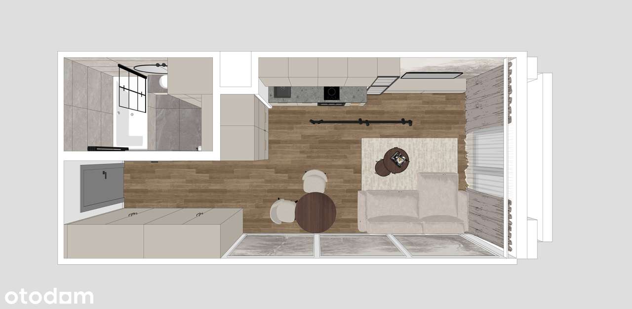 Nowa kawalerka, pierwszy najem, wys.standard, blisko A.Kozmin,bez pośr - Pełny obrazek: 3/4