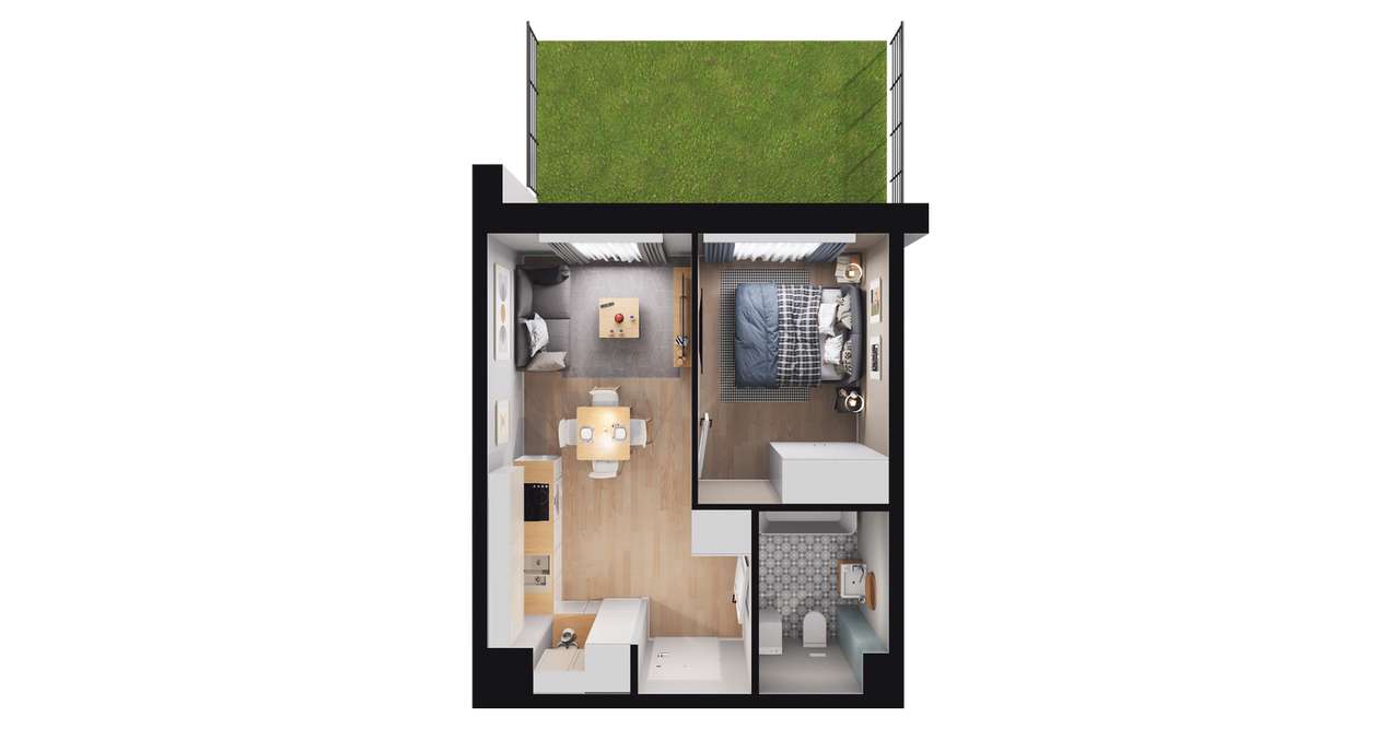 2-pokojowe mieszkanie 30m2 + ogródek - Pełny obrazek: 3/9