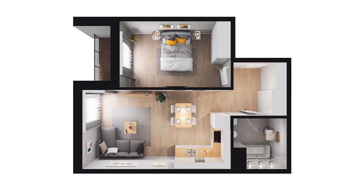 2-pokojowe mieszkanie 45m2 + balkon Bez Prowizji - Pełny obrazek: 2/8