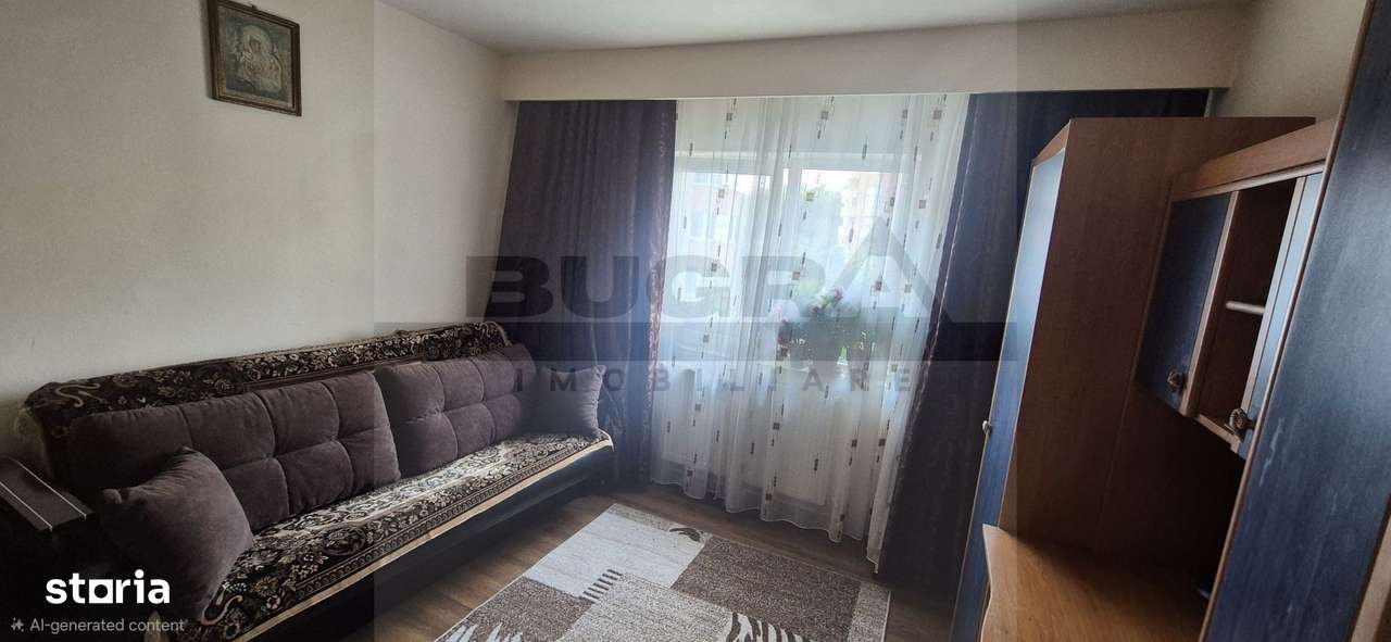 Apartament 2 camere, 50 mp + balcon, etaj intermediar, zona Plopilor