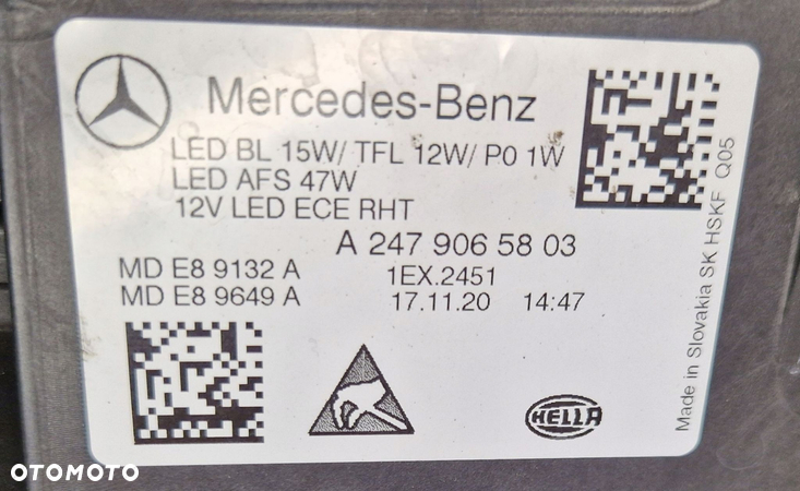 Mercedes B klasa 247 W247 Led reflektor lampa prawa przednia przód - 12