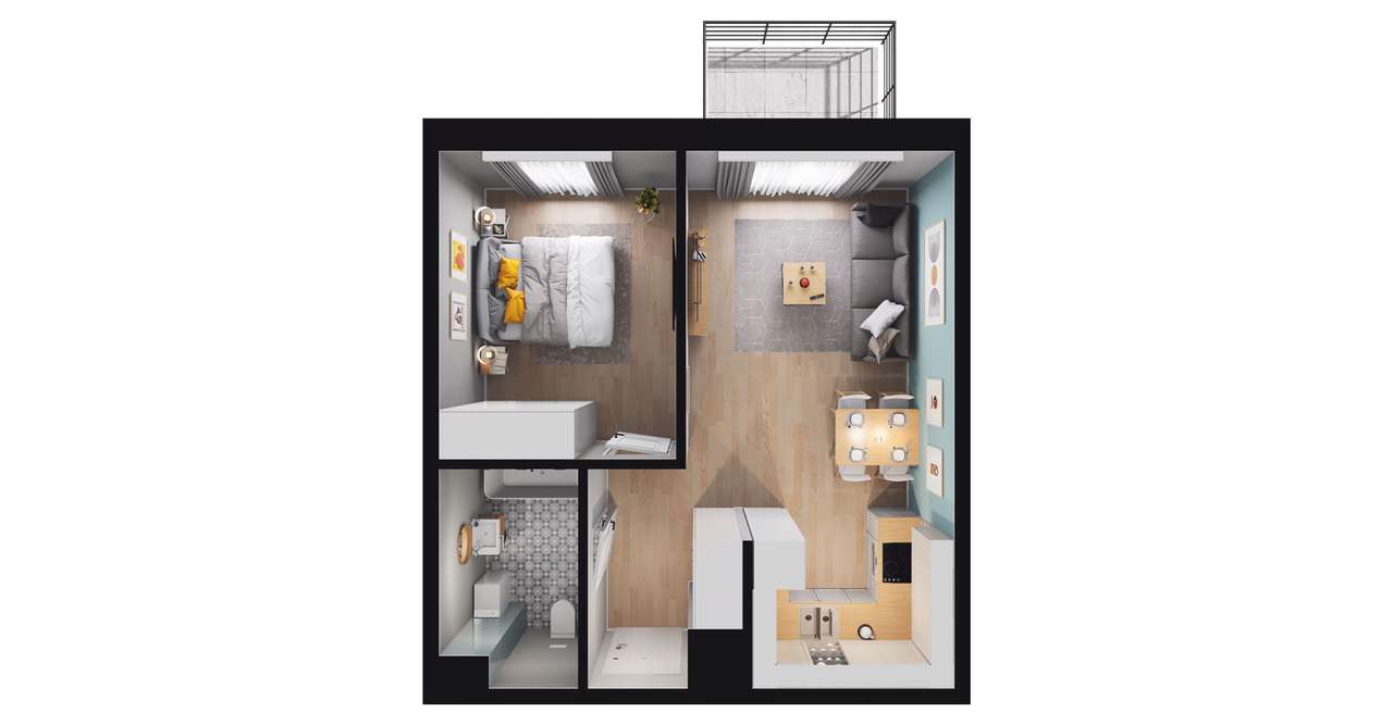 2-pokojowe mieszkanie 40m2 + balkon Bez Prowizji - Pełny obrazek: 2/8