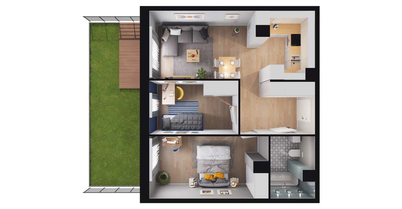 3-pokojowe mieszkanie 53m2 + ogródek Bez Prowizji - Pełny obrazek: 2/8