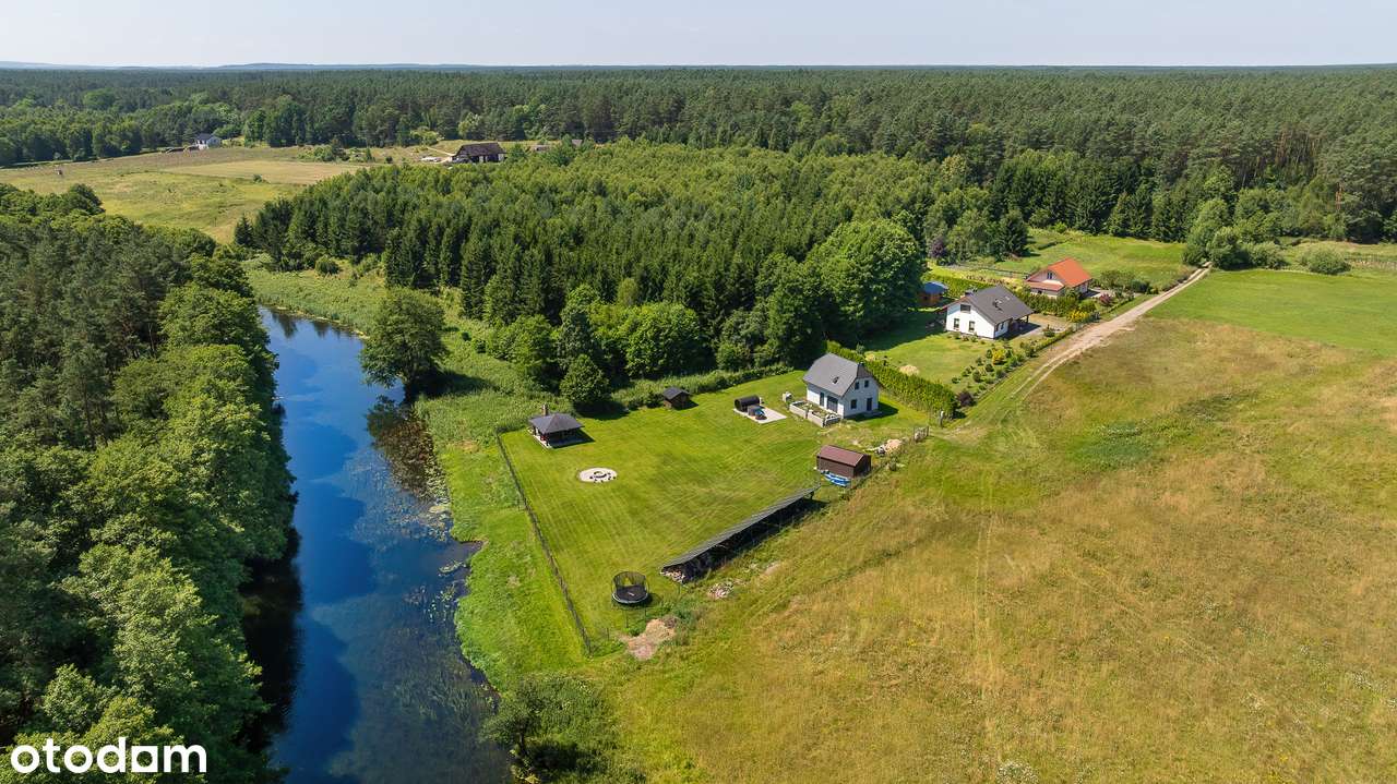 Dom z pięknym ogrodem nad rzeką, działka 1525 m2, Płytnica koło Piły