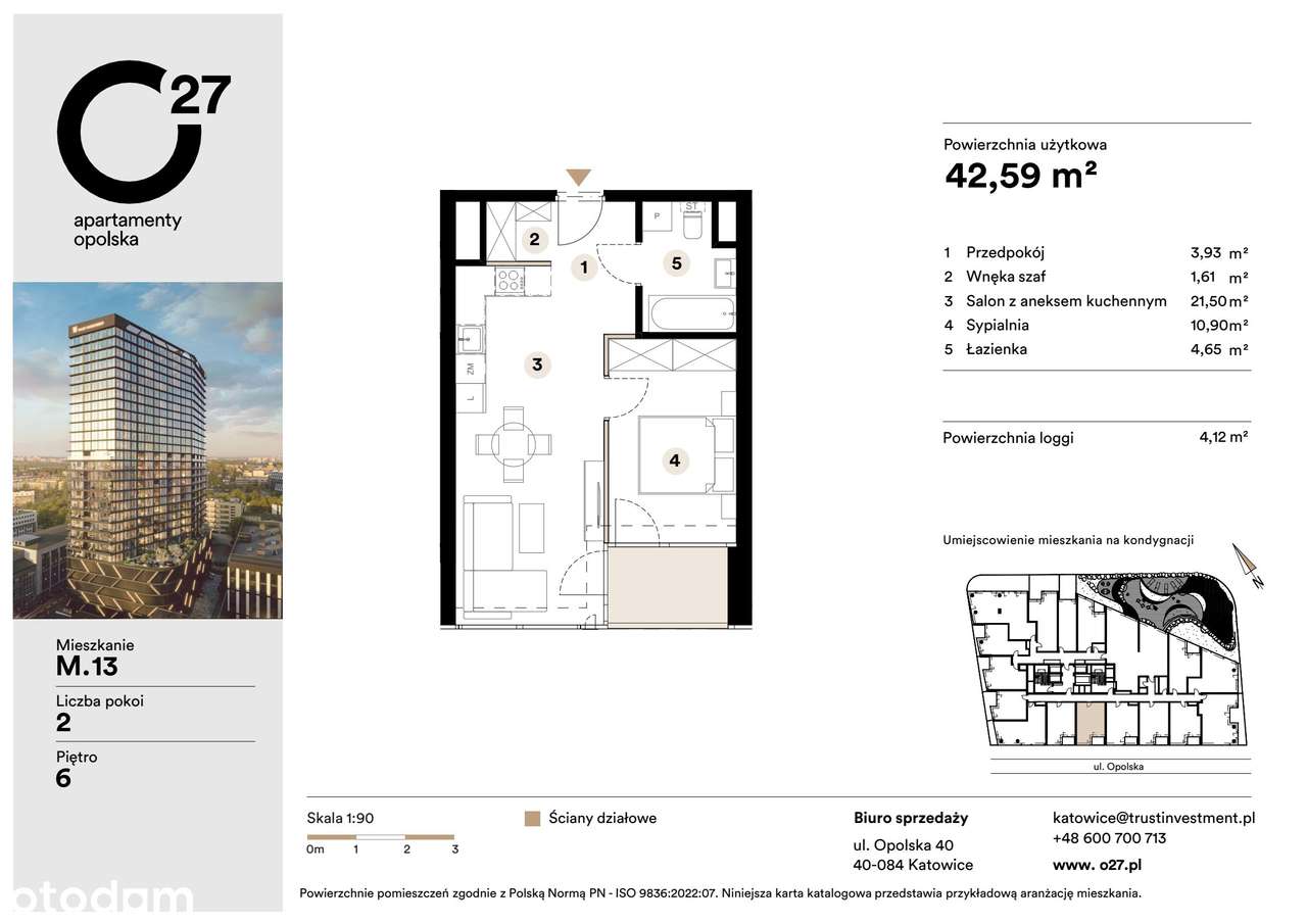 2-pokojowe mieszkanie 42m2 + loggia - Pełny obrazek: 3/10