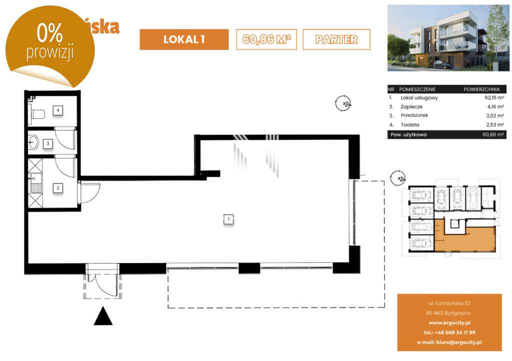 Lokal Użytkowy 61m2 Wyżyny Brak Prowizji - Pełny obrazek: 4/4