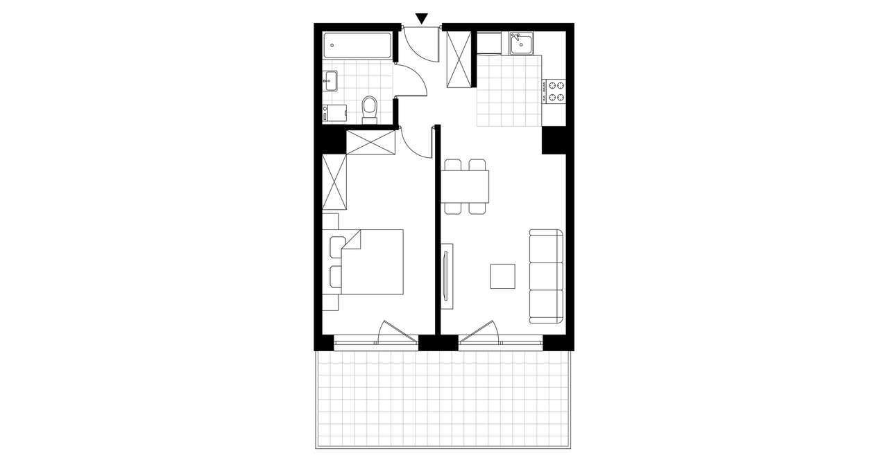 2-pokojowe mieszkanie 42m2 + taras Bez Prowizji - Pełny obrazek: 4/9