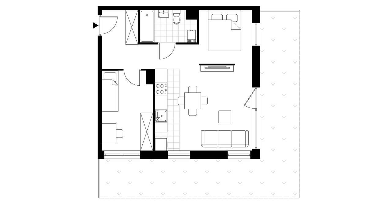 2-pokojowe mieszkanie 46m2 + ogródek Bez Prowizji - Pełny obrazek: 3/8