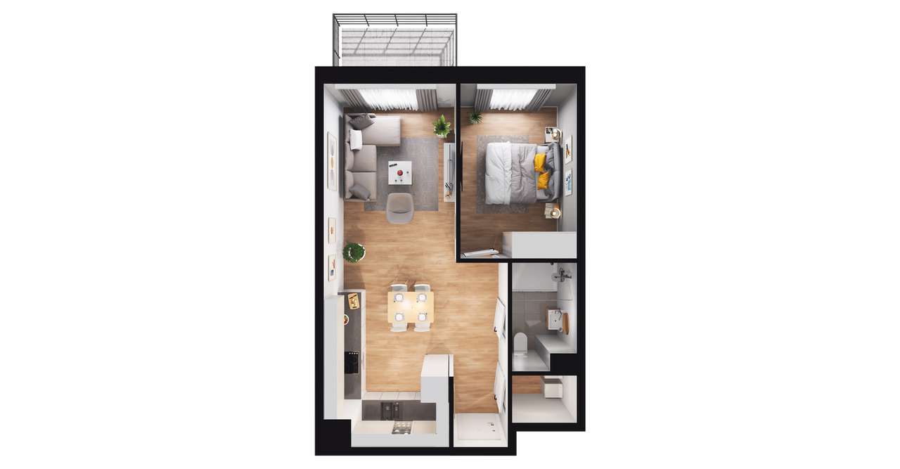 2-pokojowe mieszkanie 44m2 + balkon Bez Prowizji - Pełny obrazek: 2/8