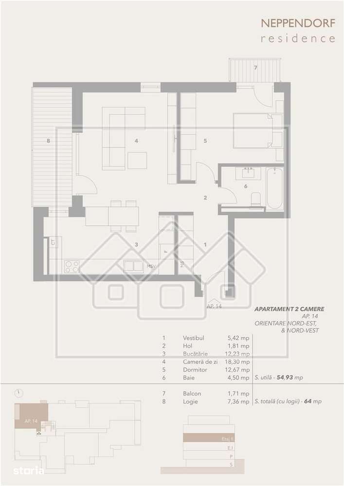 Apartament 2 camere, terasa mare, bloc nou, zona buna - Imagine principală: 4/18