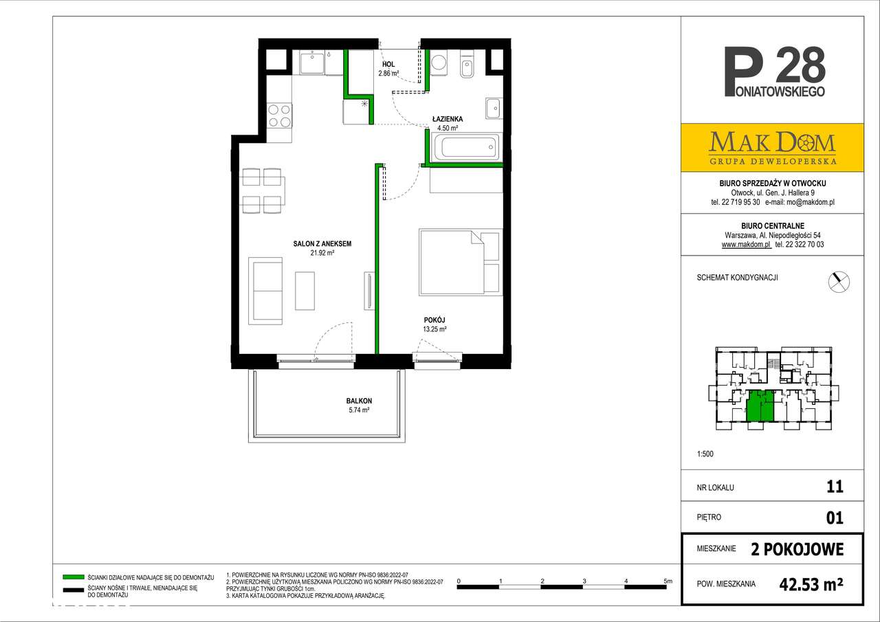 2-pokojowe mieszkanie 42m2 + balkon - Pełny obrazek: 2/8