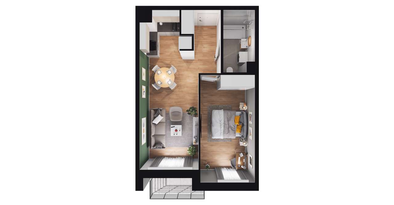 2-pokojowe mieszkanie 40m2 + balkon Bez Prowizji - Pełny obrazek: 2/6