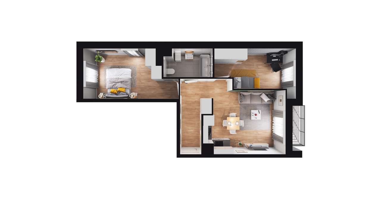 3-pokojowe mieszkanie 53m2 + balkon - Pełny obrazek: 2/6